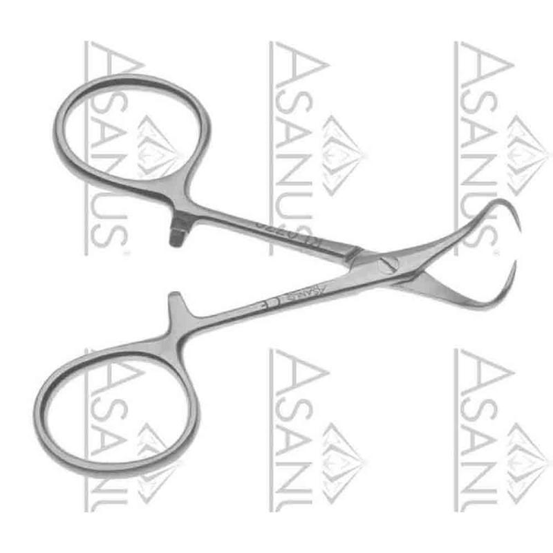 Зажими, хірургічні, для рушників та трубок, "Backhaus", з кремальєрою, загальна довжина 85 mm, 3 1/4". Бренд - Asanus Medizintechnik Gmb, Німеччина